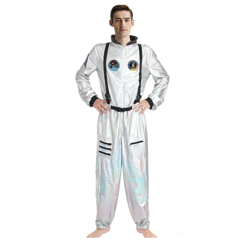 

Мужской серебряный костюм астронавта в космосе на Хэллоуин