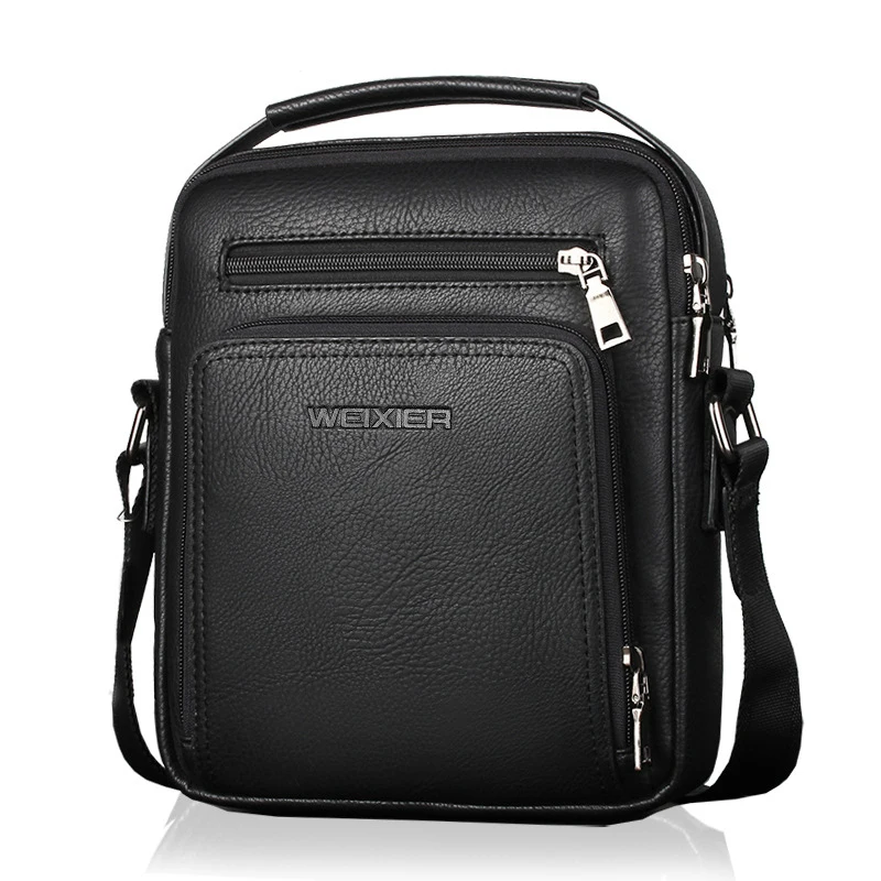 

Vintage Waterproof Men's Shoulder Bags Casual Zipper Bussiness Crossbody Messenger Bags Top Handle Tote Bag PU Mini Handbags