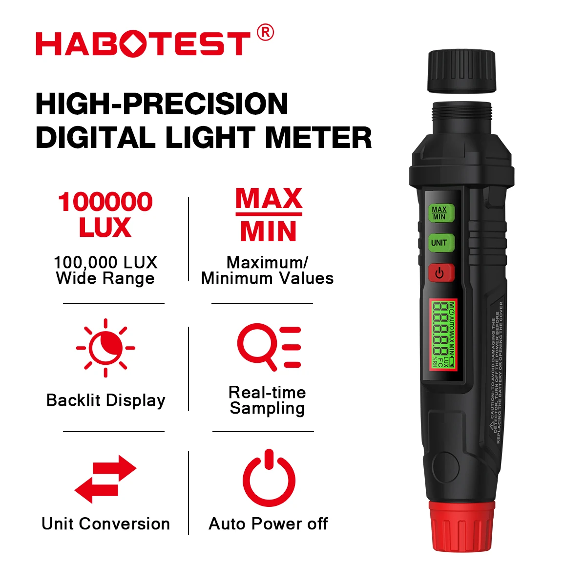 Habotest Ht63 Мини-цифровой Роскометр С Жк-дисплеем Измеритель Освещенности