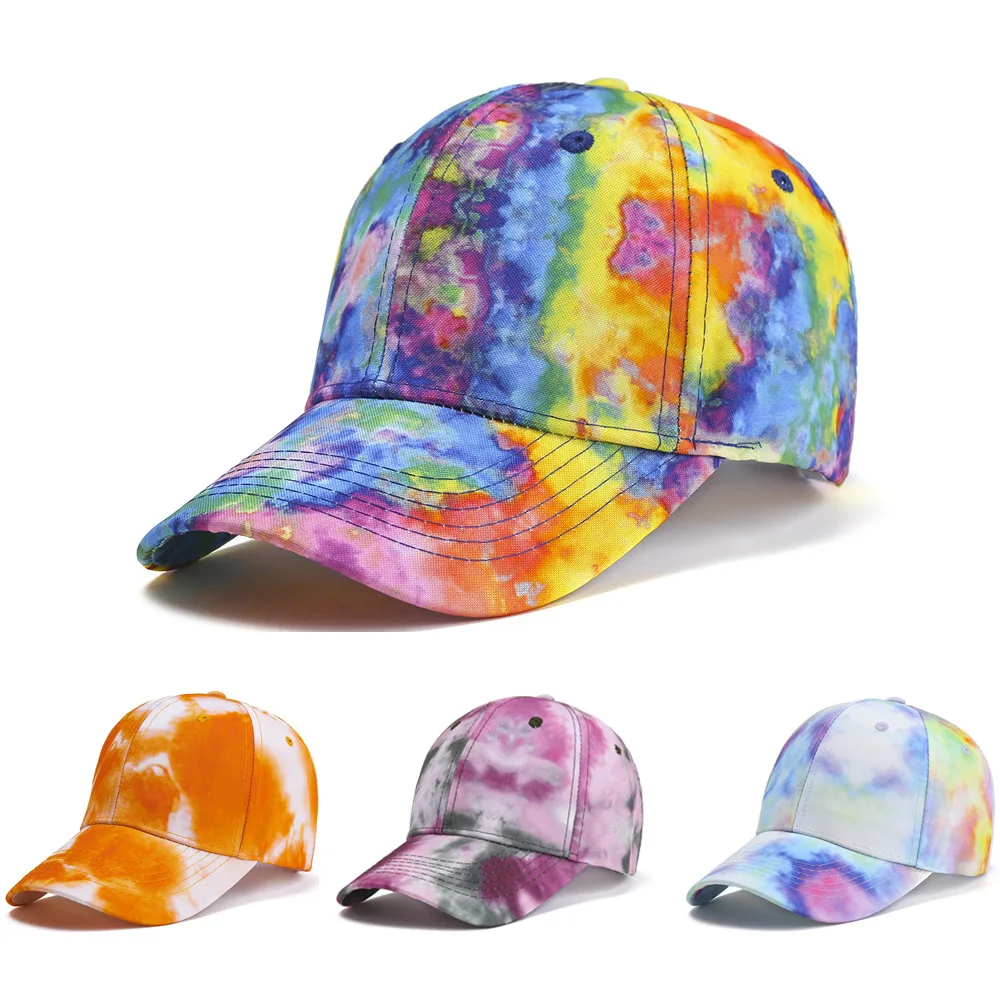 

Tie Dye Gradient Multicolor Baseball Cap for Men Women's Cotton Outdoor Summer Sun Dad Hat Kpop Snapback Streetwear Hip Hop Cap