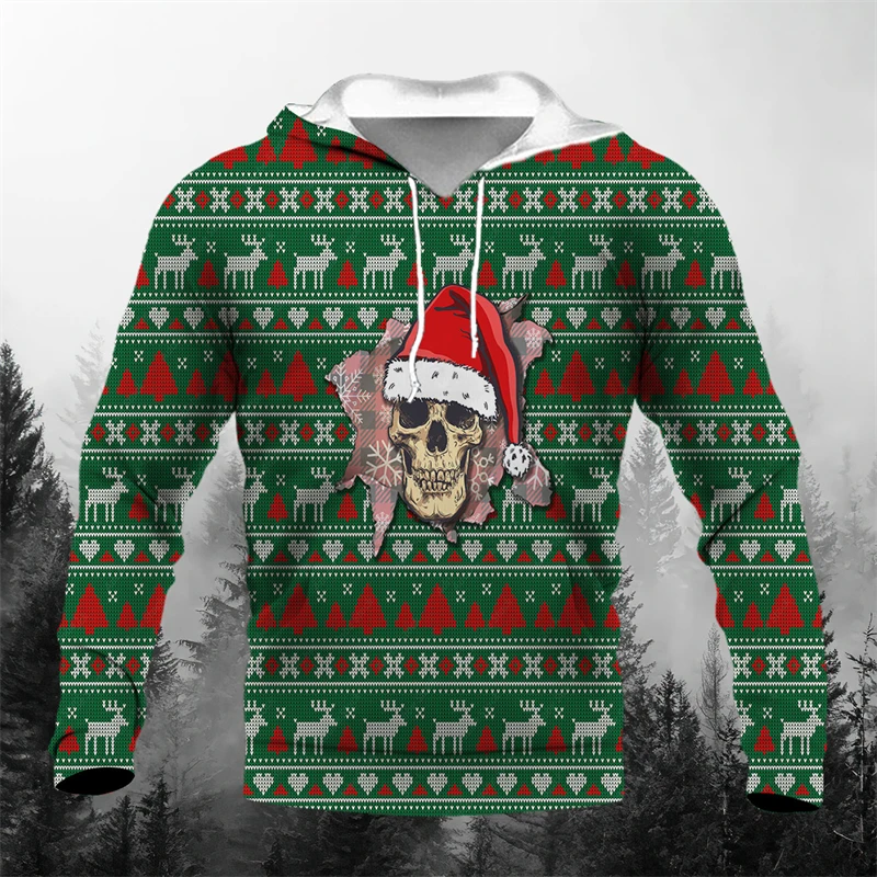

Vintage Christmas Hoodies Men's Hoodie 3D Printed Men's Clothing Stranger Things Oversized Sweatshirts Male Festive y2k Clothes