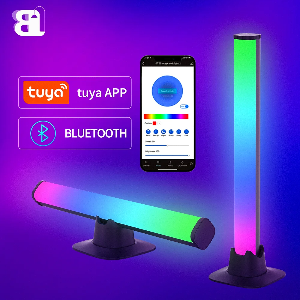 

RGB Smart Light Bar Bedroom Bedside Decoration Table Ambient Lamp Tuya App Games Lamp Adjustable Colorful Standing Lighting