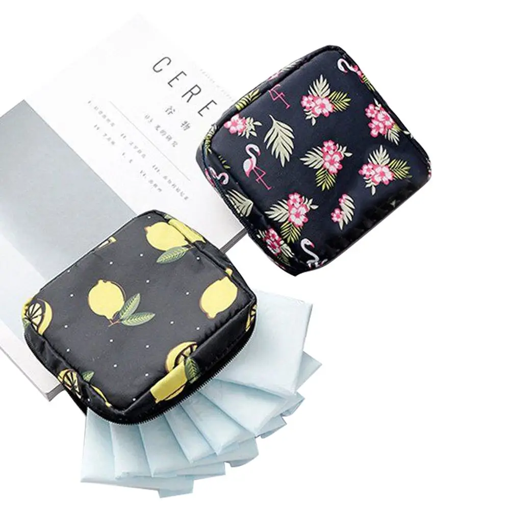 1 Pcs Cute Sanitary Napkin Storage Bag Small Floral Lemon Waterproof Cosmetic Lipstick Coin Purse Travel Accessories Tools | Багаж и сумки