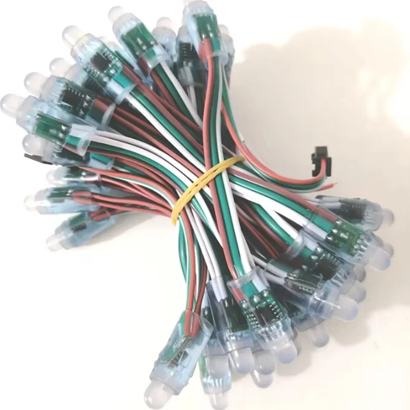 Фото 50 шт. WS2811 IC RGB полноцветные пиксели F12 мм цифровые адресные 12 В 5 В Dream Color светодиодные пиксели модуль строка водонепроницаемый свет 4 м №3