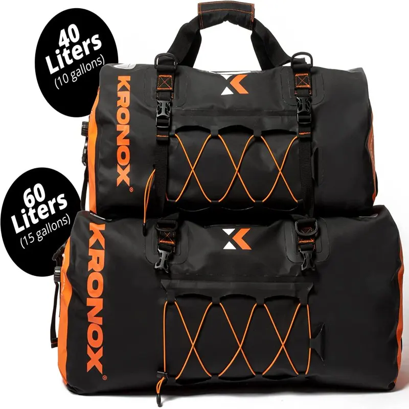Motorcycle Waterproof Duffel Bag - Touring, ATV, Enduro & Adventure. Black Travel Dry Bag 40L