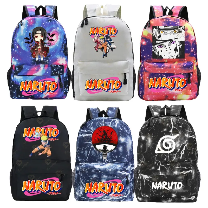 

Fashion Naruto Backpack School Bags Anime Uzumaki Naruto Uchiha Sasuke Print Backpack for Teenage Girl Boy Travel Rucksack