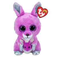ty beanie boos kawaii shiny big eyes purple kangaroo plush animal plush soft doll kids birthday gift collection rare 15cm