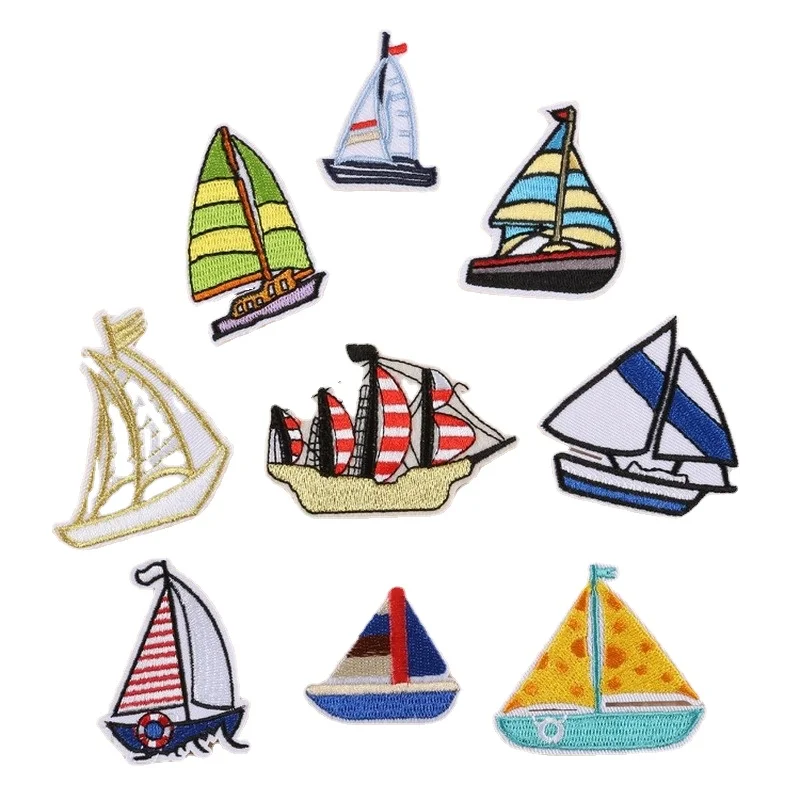 

100 шт./лот винтажная вышитая нашивка Золотая парусная лодка навигация рубашка детская одежда декоративный аксессуар рукоделие аппликация с...