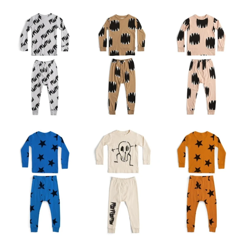

Children's Pajamas Set NU2022 Autumn and Winter Homewear Boy Pants Girl Long Sleeves Bottoming T-shirt Leggings Set