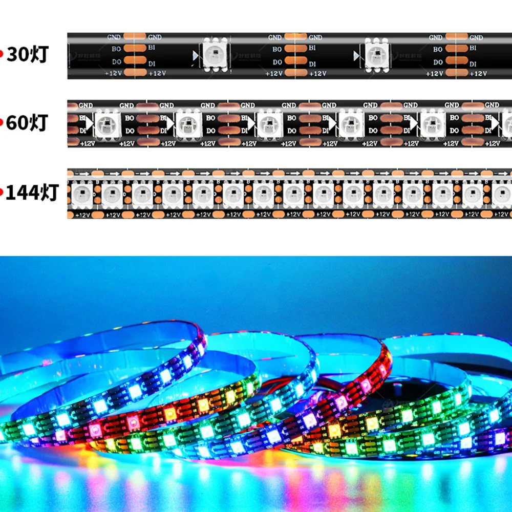 Пиксельная Светодиодная лента WS2815 (WS2812B WS2813 обновленная) RGB,  индивидуально Адресуемая Светодиодная лента с двойным сигналом 30/60/100  светодиодный 144 LED s/m | AliExpress