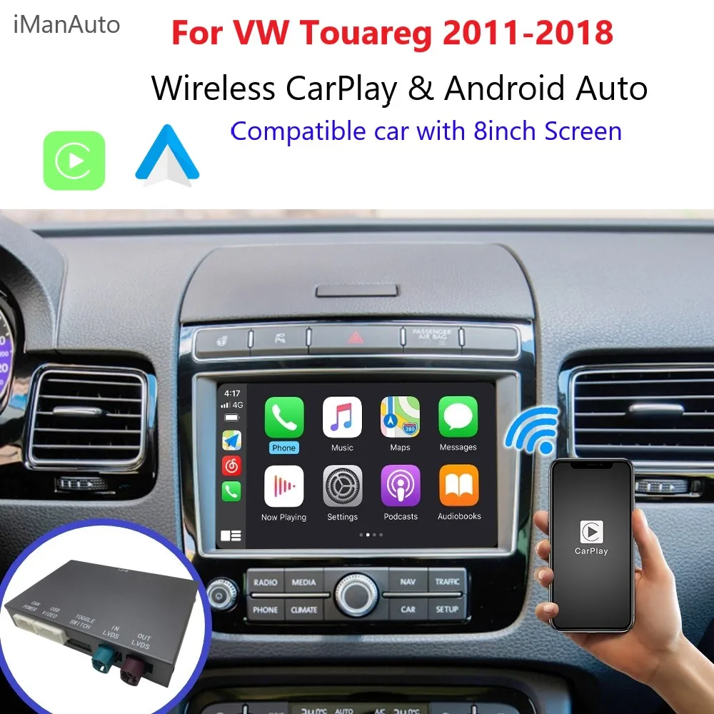

Беспроводной Carplay Android Auto для Volkswagen Touareg с 8-дюймовым экраном RNS850 2011-2018 Зеркальное автомобильное воспроизведение AirPlay Мультимедиа