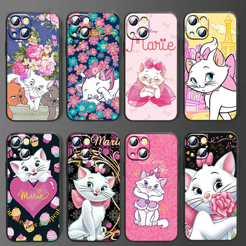 

Disney Marie Cat For Apple iPhone11 12 13 Pro Mini X XR XS Max 7 8 Plus Black luxury Silicone Soft Phone Case