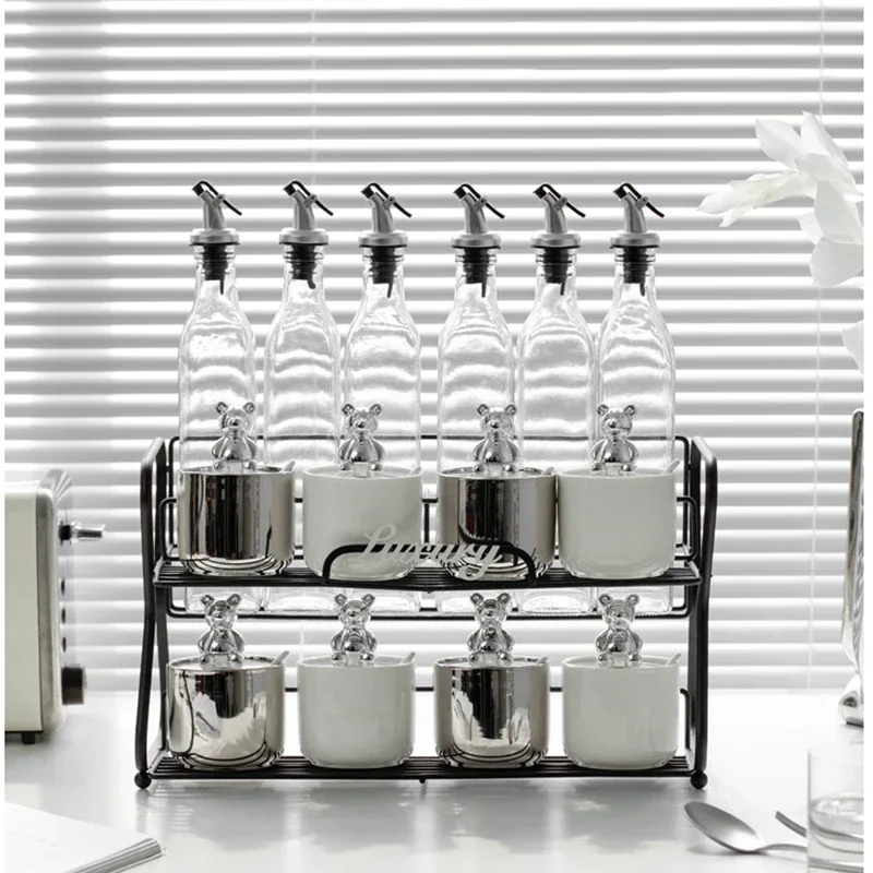 Стеклянный органайзер для специй контейнер соли перца скандинавских приправ