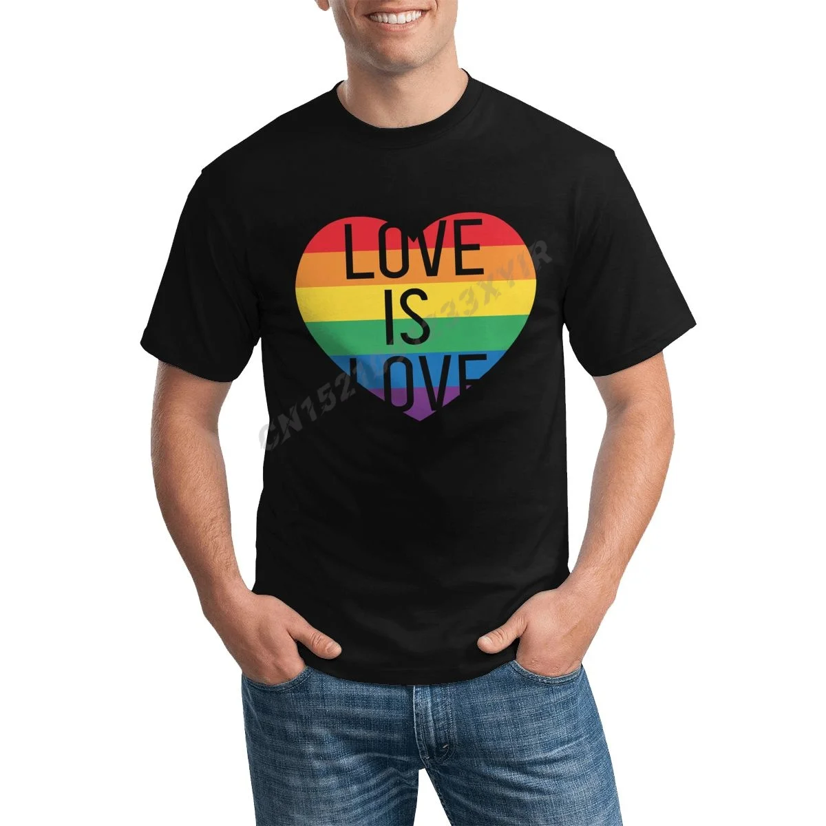 

Мужская футболка с надписью LOVE IS LOVE, ЛГБТ, радужная гордость, для геев, лесбиянок, Мужская футболка из 100% хлопка, яркая футболка с круглым выр...