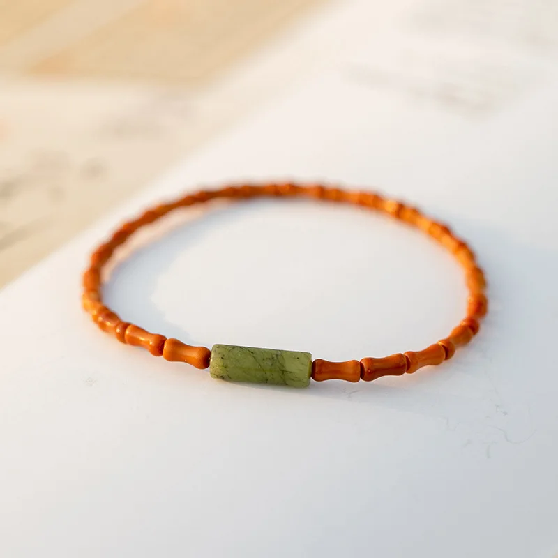 

2022 New Natural Peridot Handwork Strand Bracelets on Hand for Women Gift Bangles
