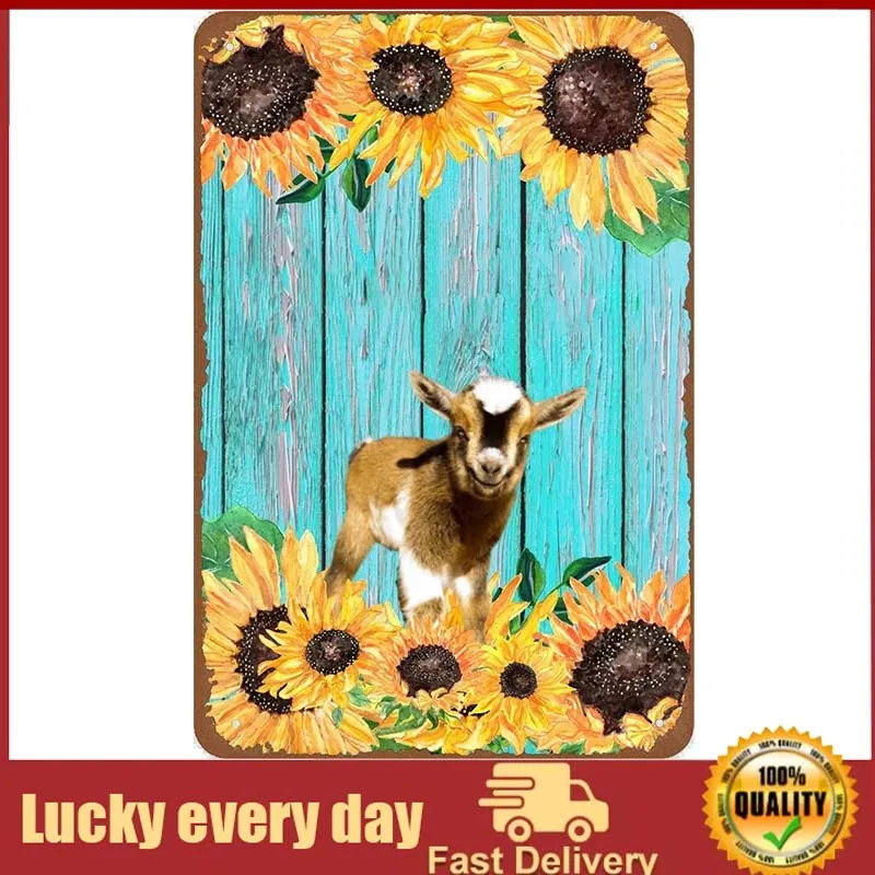 

Goat Sunflower Antique Tin Sign Bar Poster Metal Wall Plate Vintage Tin Sign Wall Art Retro Advertising Metal Tin Sign Home