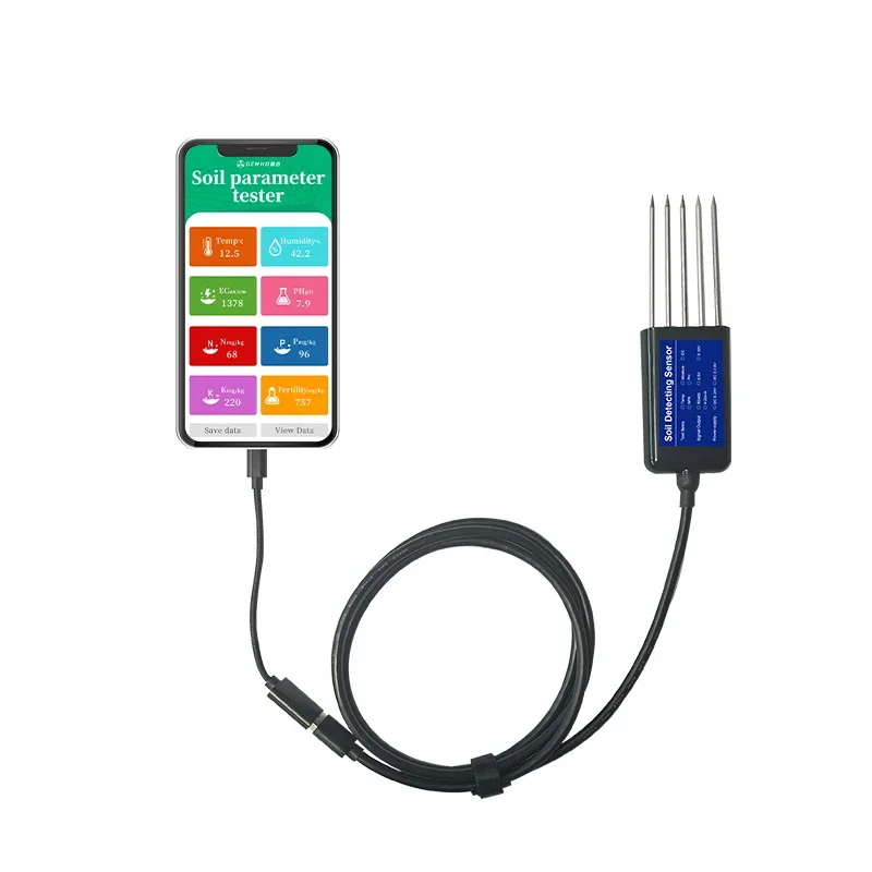 Gemho Factory Мобильный телефон USB type-c выход 8 В 1 Встроенный тестер почвы Npk PH NPK Датчик