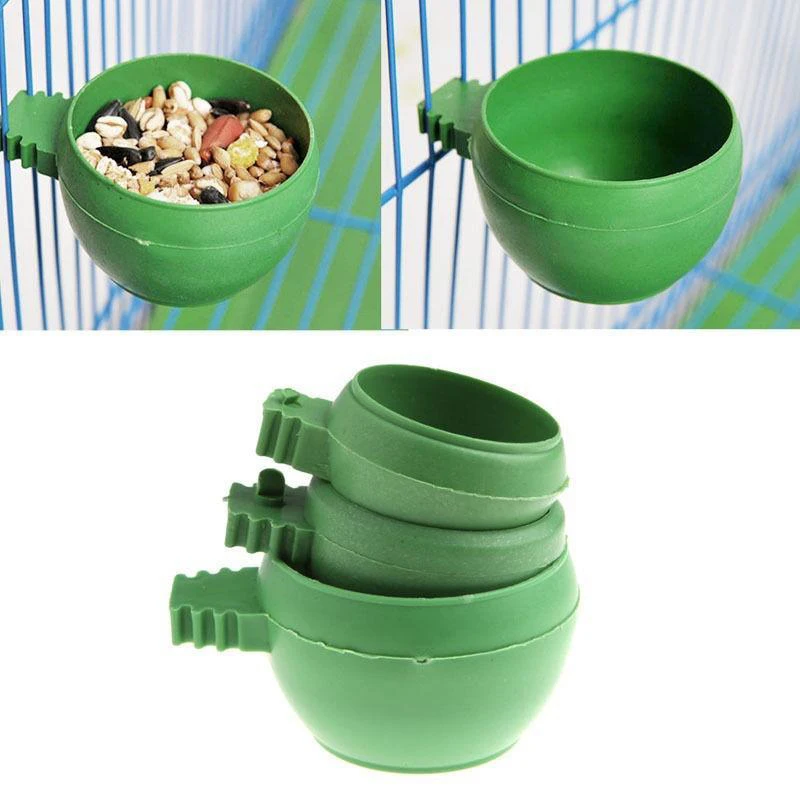 

2 Pcs Mini Pet Bird Parrot Pigeons Food Water Bowl Feeder Plastic Pigeons Birds Cage Hanging Sand Cup Feeding Holder