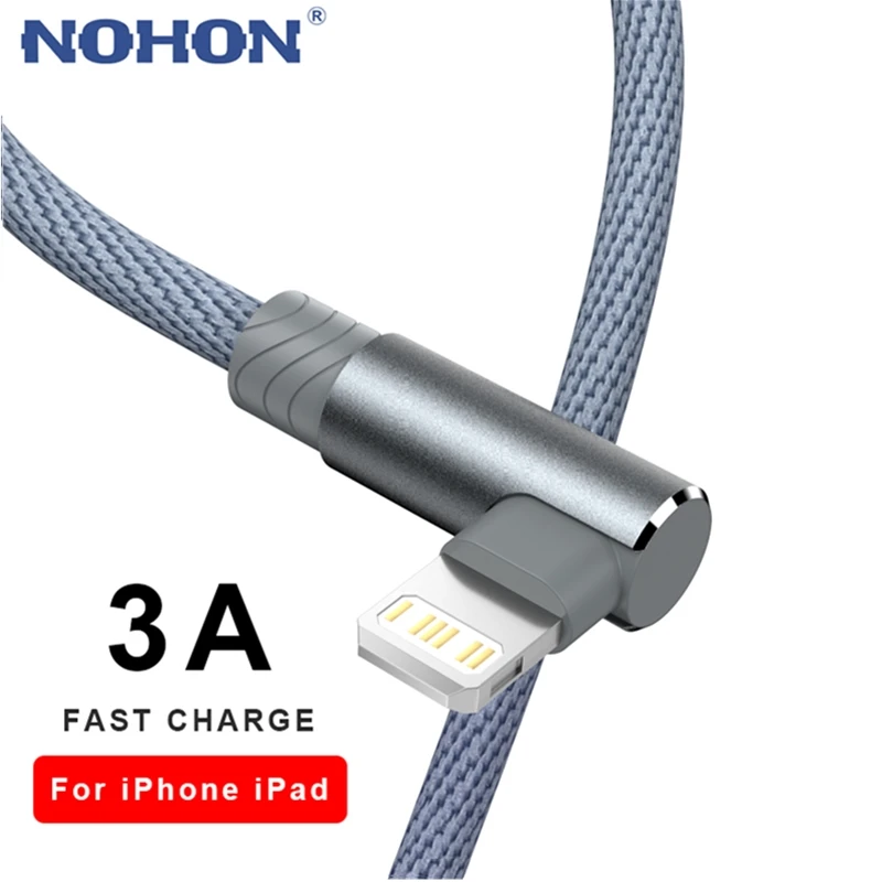 USB-кабель для быстрой зарядки с углом 90 градусов для iPhone 14, 13, 12, 11 Pro, X, XR, Xs Max, 6, 6s, 7, 8 Plus, iPad, 3 м, свинцовый оригинальный шнур для передачи данных, длинный провод