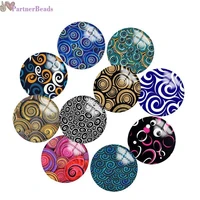 retro sprial pattern round photo glass cabochon demo flat back making findings 20mm snap button n2841