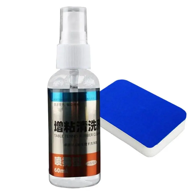 

60ml Table Tennis Racket Cleaner With 2-Sided Sponge Powerful Table Tennis Rubber Cleaner Removes Dust Dirt Grease Fingerprints