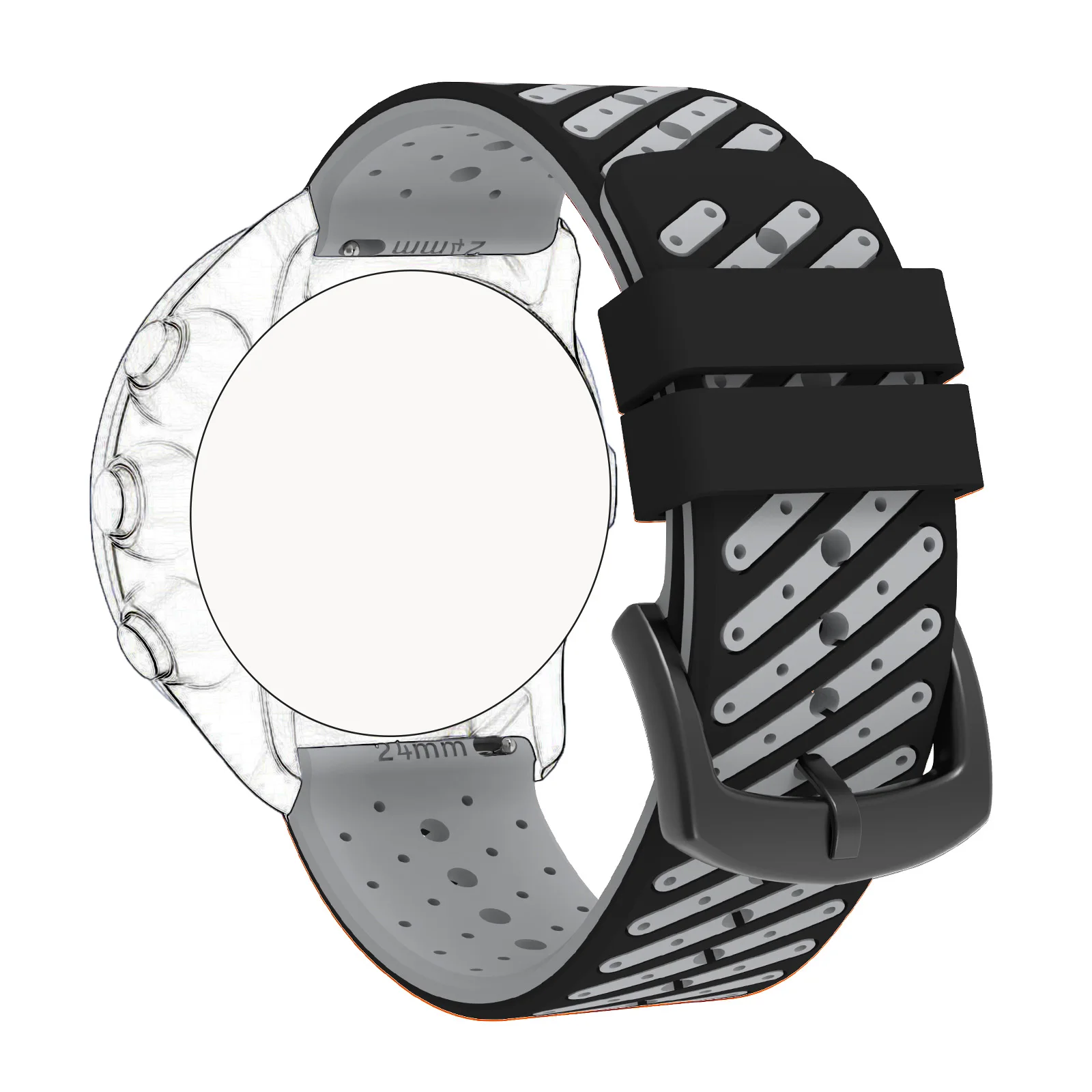 Фото Роскошный силиконовый ремешок 24 мм для TicWatch Pro 5, спортивный браслет с системой Easyfit для умных часов TicWatch Pro 5. №5