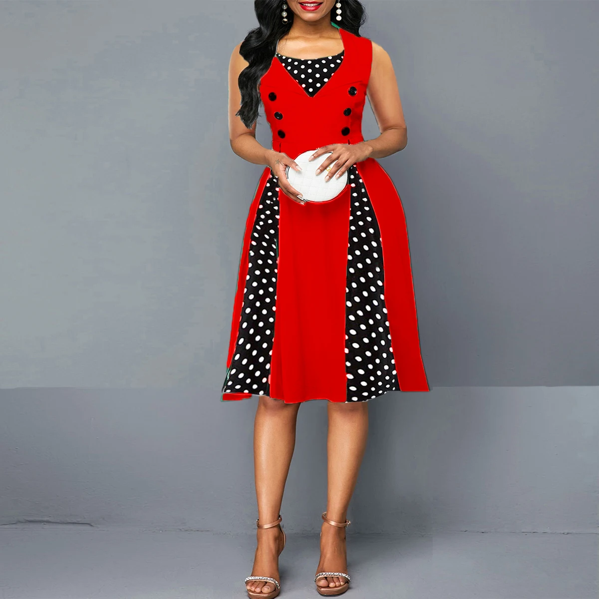 

Женское винтажное бальное платье в горошек, с цветочным принтом