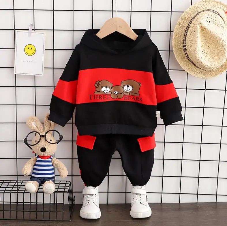 

Active Children Baby clothing suits boys patchwork long sleeve hooded sweatshirts+pants 2pcs infant outfits kids bebes tracksuit