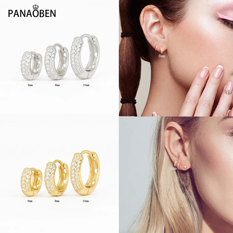 

925 Sterling Silver Earrings for Women 2021 Trend 6/7/8Mm Classic Luxurious Huggie Dangle Circle Hoop Earings Puncture Jewelry