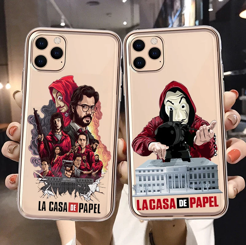 

Spain TV Money Heist House Paper La Casa de papel phone case For iPhone12 11 13 14 Pro Max X XSMAX XR 14Plus Clear soft TPU Case