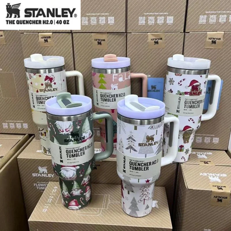 

Stanley Fashion 40oz/1.1L Tumbler With Handle Leopard Tumbler With Straw Lids Stainless Steel Coffee Tumbler Termos Cup Car Mugs