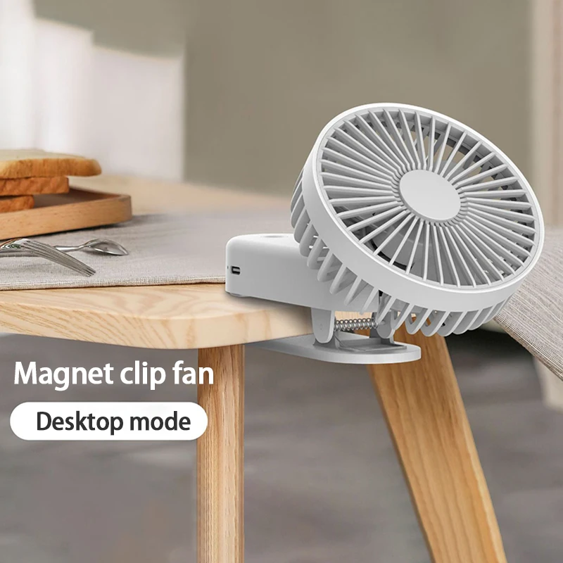 Three-speed Wind Speed Fan Mini Student Class Dormitory Quiet Office Desktop Clip Charging Fan Long Range Silent Clip Fan Quilt