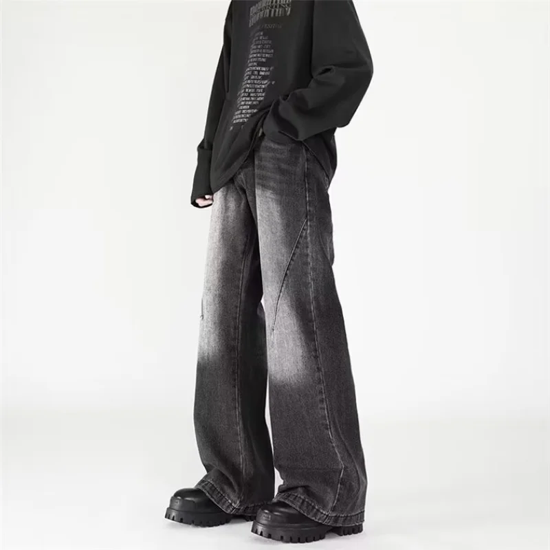 OIMG американские широкие брюки в стиле ретро мужские джинсы Clefit осенне-зимний