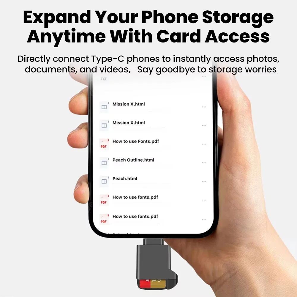 Фото Новый внешний USB-C 2.0 мини-кардридер для карт TF (MicroSD) черного цвета, совместимый с iPhone 17/16 №2