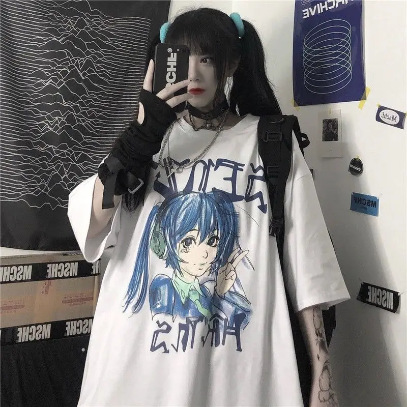 

MINGLIUSLI Kawaii Cute Print Oversize Women Clothing Womens T-shirt Summer 2022 Korean Fashion Clothes Women T-shirt Fashion