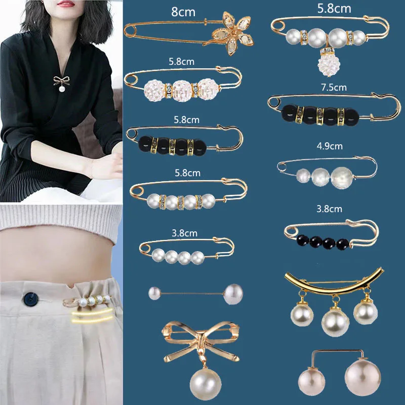 

13 Pcs Set Brooch For Women Tighten Waist Pin Skirt Pants Jeans Adjustable Waist Clip Metal Pins Clothing Decorate Accessories