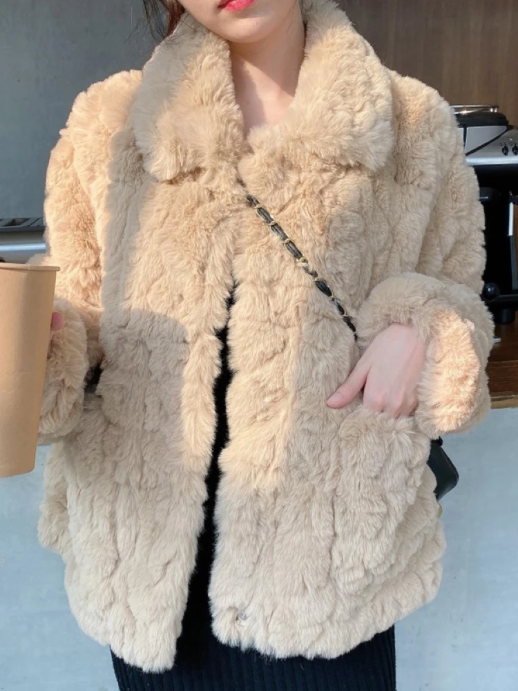 Coat Women New Khaki Faux Lamb Fur Teddy Jacket Warm Thick Winter Fashion Fur Short Coat Woman Harajuku  Outerwear