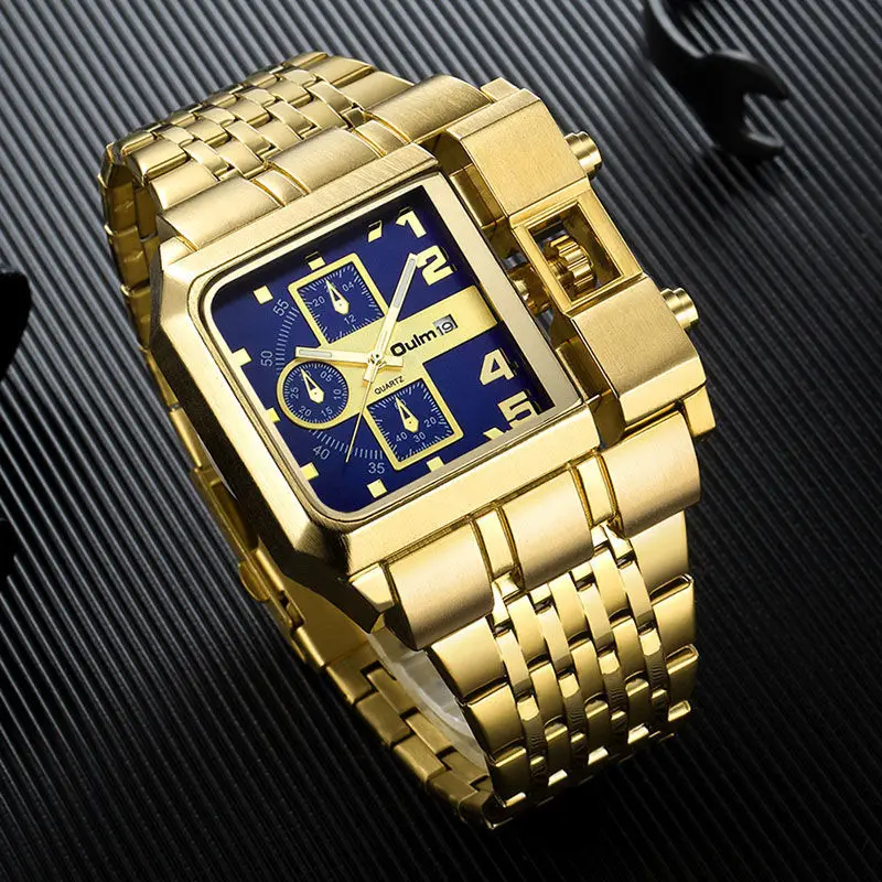 

Men's Watch Steel Band Calendar Square Men's Quartz Watch European and American Casual Watch