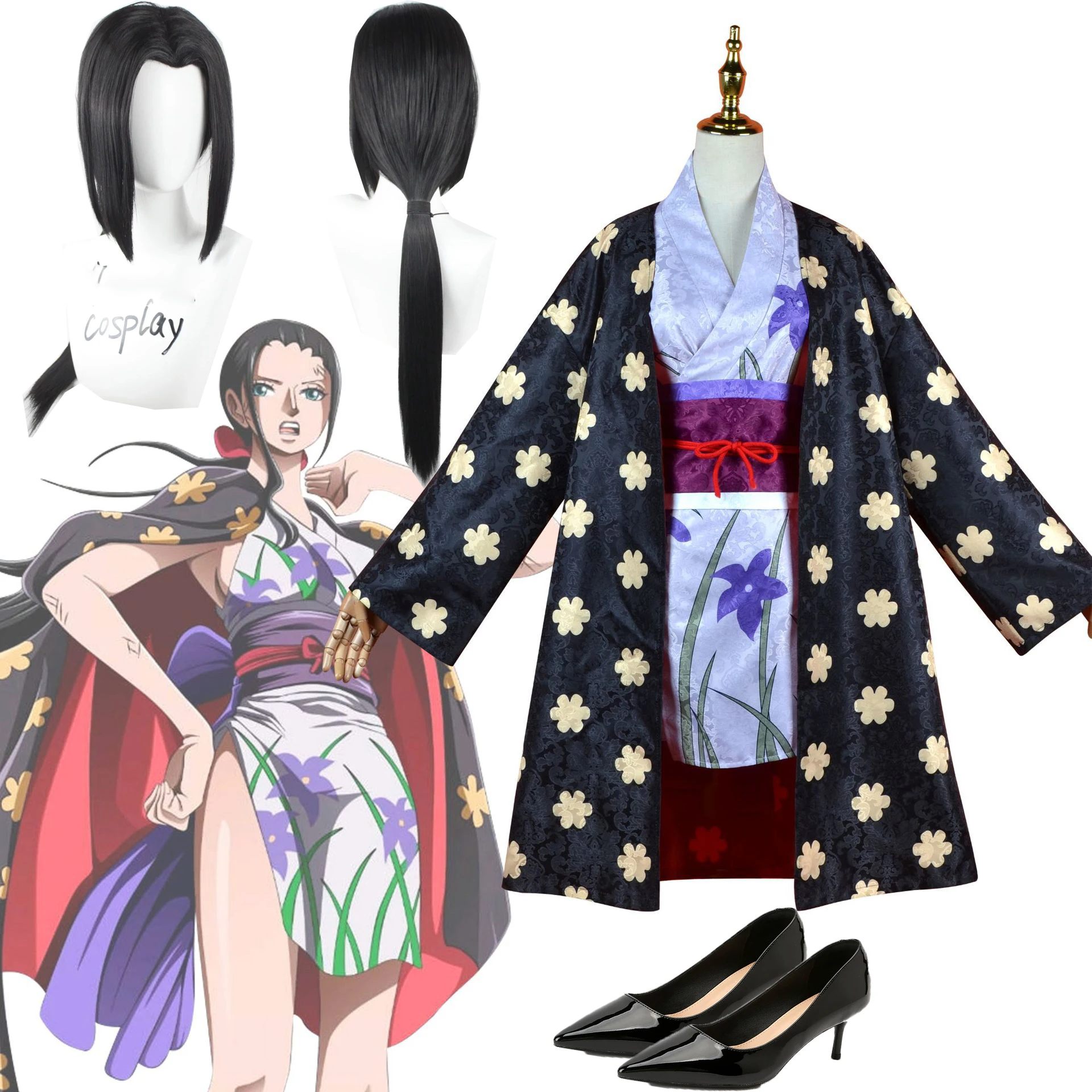 

Костюм для косплея Нико Робин из аниме «кусок», женское кимоно с париком Miss Allsunday для Хэллоуина и вечеринки, униформа JK, плащ, костюмы