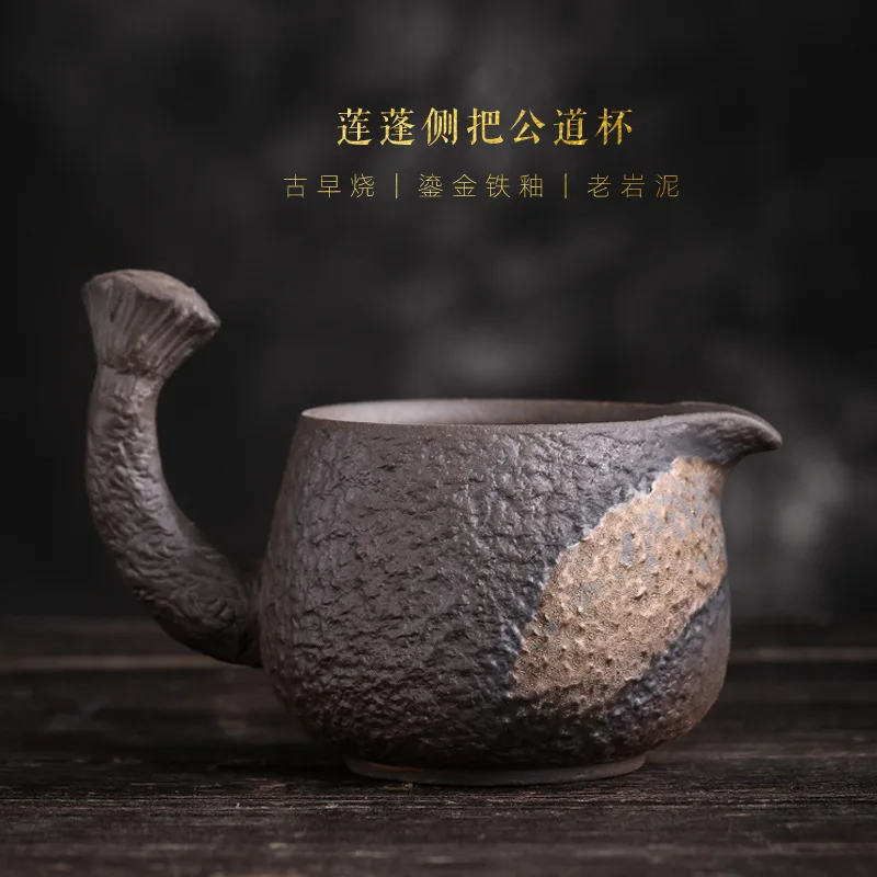 

Боковая ручка в виде капсулы лотоса, кувшин для чая, японская позолоченная железная глазурованная чашка ручной работы в стиле ретро