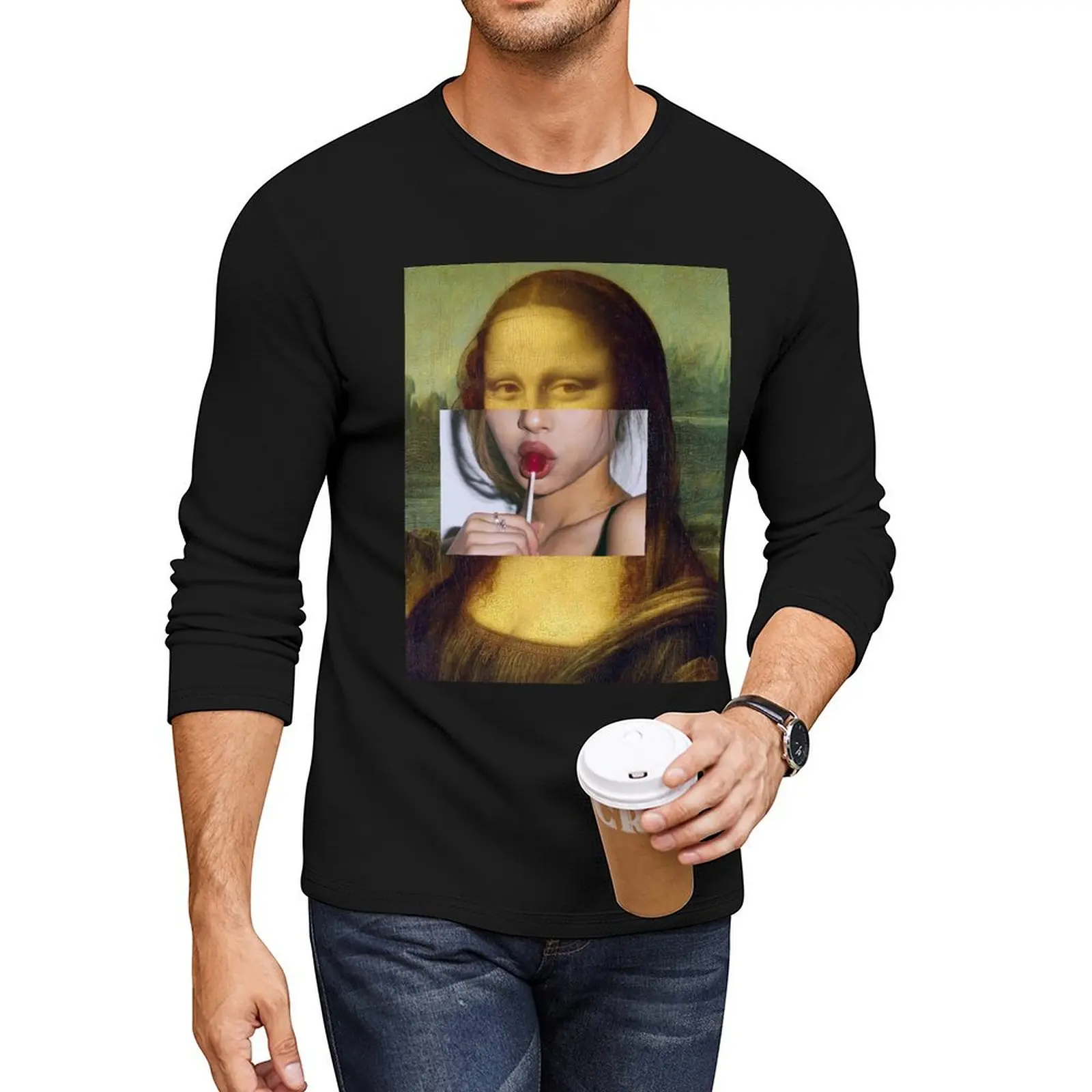 Длинная футболка Мона Лизы милая одежда футболки для мальчиков мужская