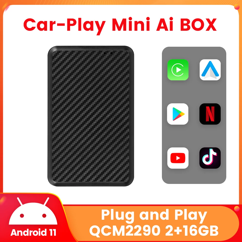 

Для VW Toyota Honda Nissan Kia Hyundai Android Mini Ai BOX проводной и беспроводной CarPlay Android автомобильный адаптер с Netflix YouTube