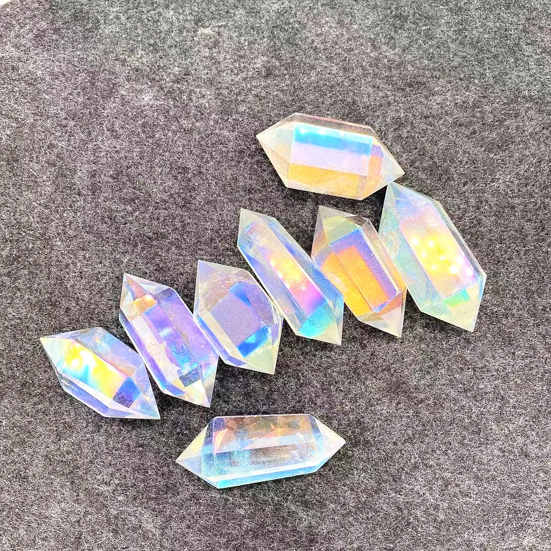 

Natural electroplate healing crystals tower aura quartz wands clear quartz double terminated point