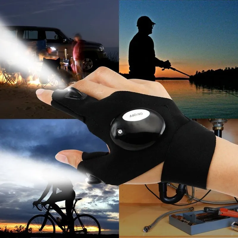

Novelty LED Fishing Gloves Flashlight Fingerless Glove Spotlight Waterproof Torch Outdoor Fishing Camping Survival Rescue Lamp