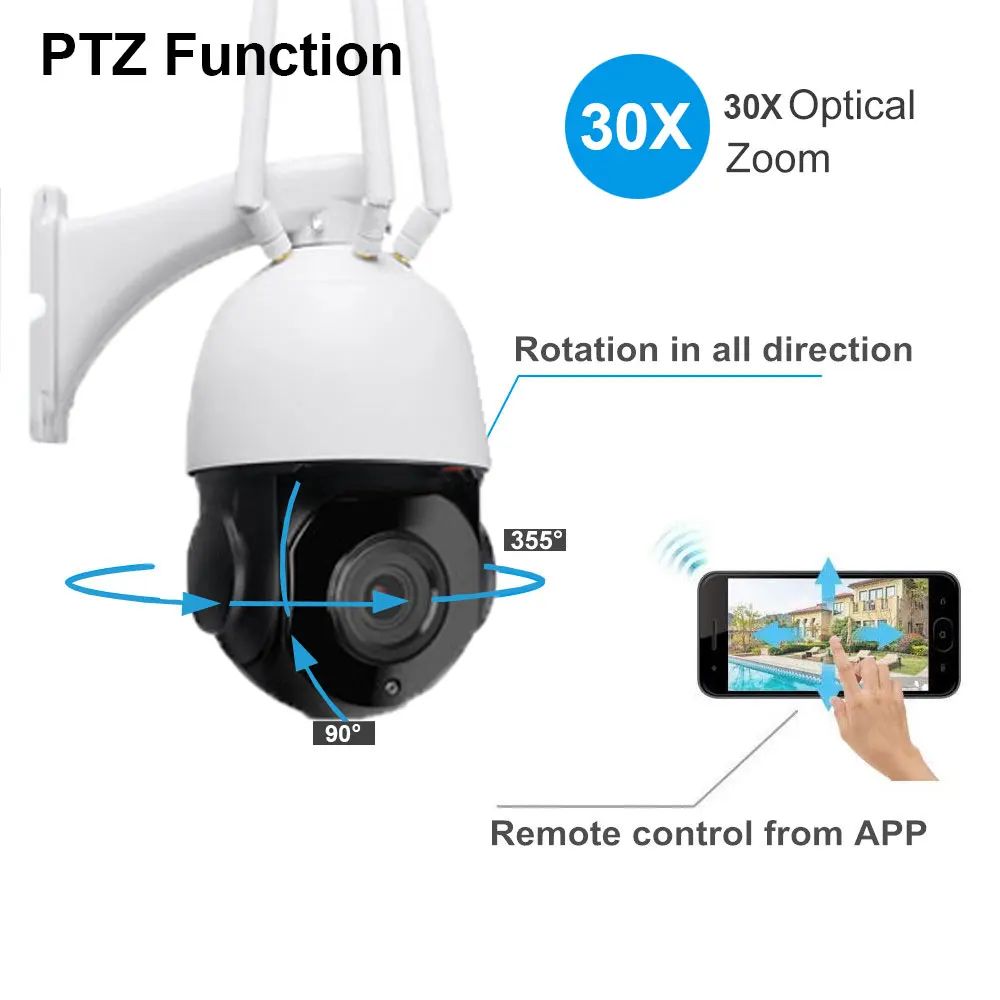 Дешево Наружная камера видеонаблюдения 4K HD, беспроводная скоростная купольная PTZ камера с автоматическим слежением и 30-кратным увеличением, 8 Мп, 4G,... Pаспродажа Наружная камера видеонаблюдения 4K HD, беспроводная скоростная купольная PTZ камера с автоматическим слежением и 30-кратным увеличением, 8 Мп, 4G,...