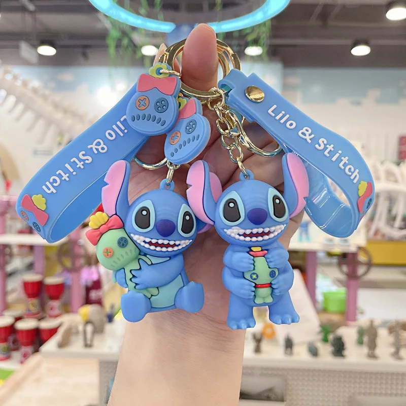 

New Disney Stitch Little Gold Series Keychain Cute Car Key Chain Bag Gift Pendant