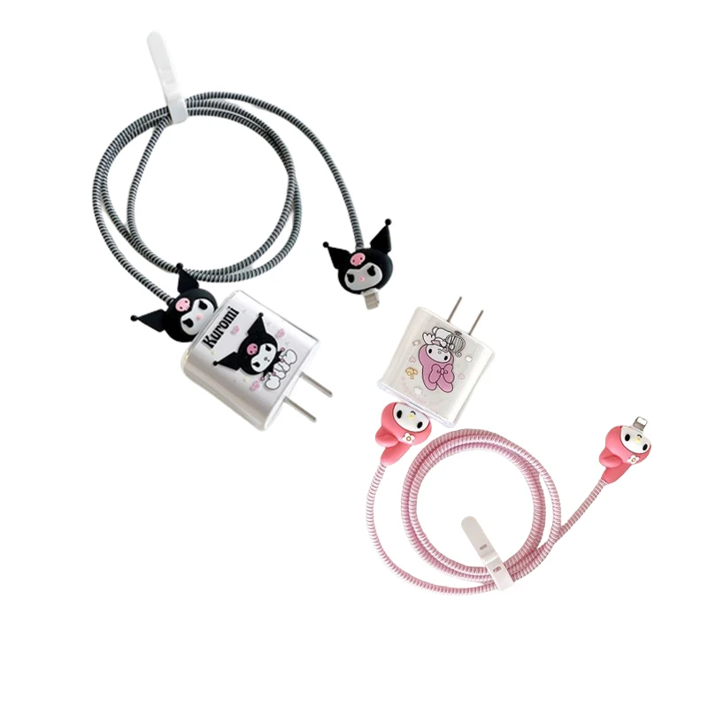 

Sanrios Kuromi Kawaii USB 20W Charger Cord Management CableOrganizer Charging Cable Protector for IPhone12 13 Cable Holder Ties