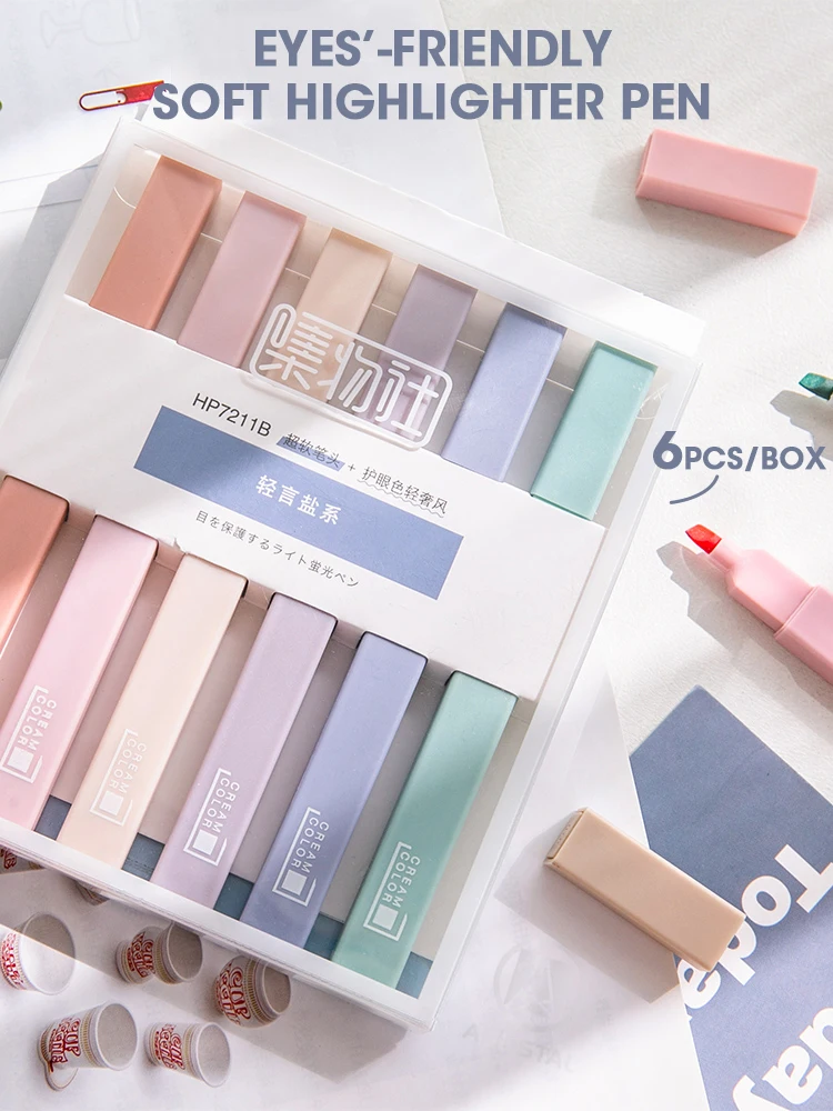 

Andstal 6 шт./лот Morandi хайлайтер набор ручек 24 цвета пастельный Флуо для школы текстовые маркеры канцелярские мини фетровые хайлайтеры