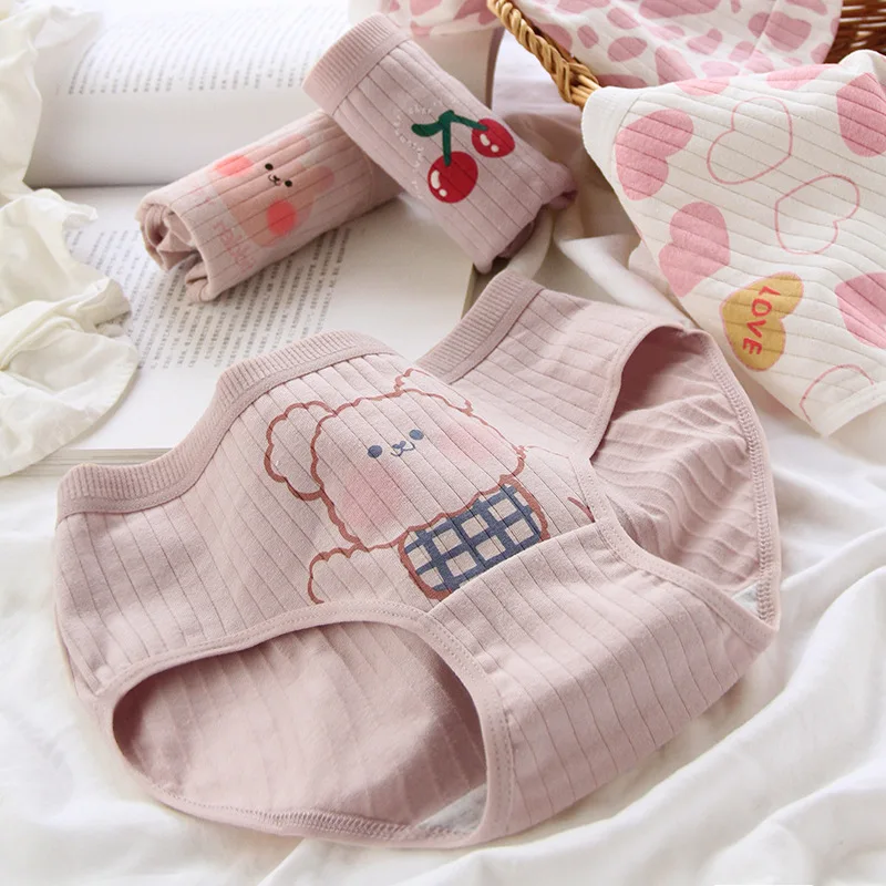 

Женские трусики, хлопковые дышащие удобные Симпатичные трусики для девушек, розовые трусики Love Little Bear Loli для девушек, трусики