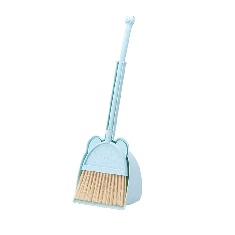 

Detachable Children Broom Dustpan Set Bear Pattern Mini Education Kids Pretend Play Props Sweeping House Cleaning Toys (Blue)